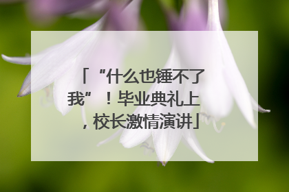 “什么也锤不了我”！毕业典礼上，校长激情演讲