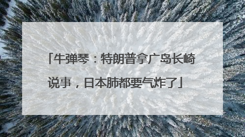 牛弹琴：特朗普拿广岛长崎说事，日本肺都要气炸了