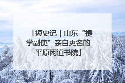 短史记｜山东“提学副使”亲自更名的平原闲道书院