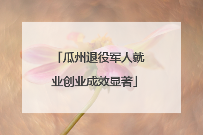 瓜州退役军人就业创业成效显著