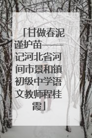 甘做春泥谨护苗——记河北省河间市景和镇初级中学语文教师程桂霞