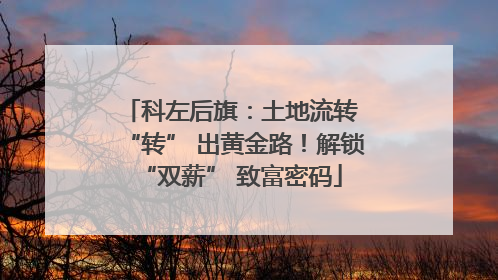 科左后旗：土地流转 “转” 出黄金路！解锁 “双薪” 致富密码