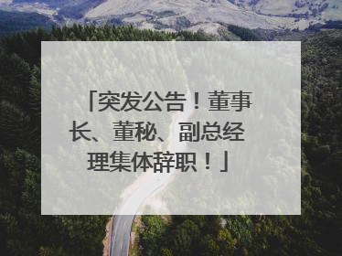 突发公告！董事长、董秘、副总经理集体辞职！