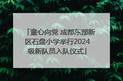 童心向党 成都东部新区石盘小学举行2024级新队员入队仪式