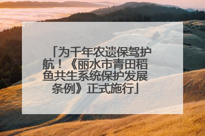 为千年农遗保驾护航！《丽水市青田稻鱼共生系统保护发展条例》正式施行