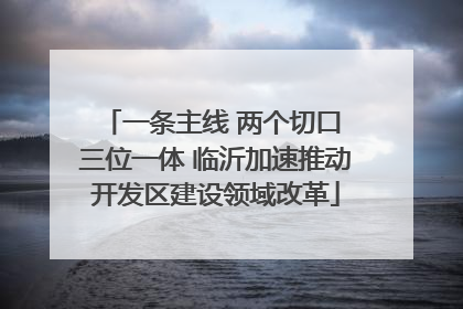 一条主线 两个切口 三位一体 临沂加速推动开发区建设领域改革