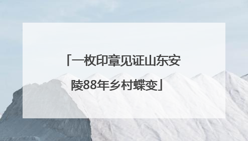 一枚印章见证山东安陵88年乡村蝶变