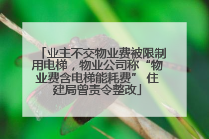 业主不交物业费被限制用电梯，物业公司称“物业费含电梯能耗费” 住建局曾责令整改