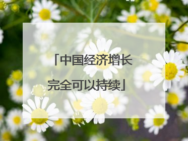 中国经济增长完全可以持续