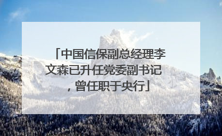 中国信保副总经理李文森已升任党委副书记，曾任职于央行