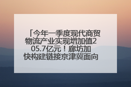 今年一季度现代商贸物流产业实现增加值205.7亿元！廊坊加快构建链接京津冀面向全世界的物流通道