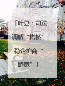 叶县：司法调解“搭桥” 稳企护商“路宽”