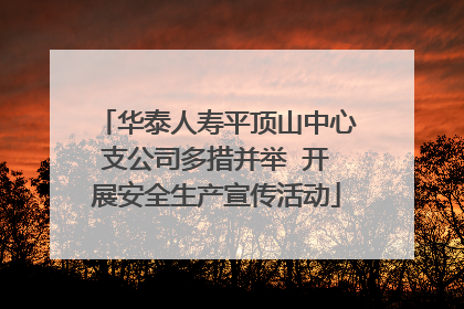 华泰人寿平顶山中心支公司多措并举  开展安全生产宣传活动