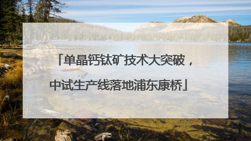 单晶钙钛矿技术大突破，中试生产线落地浦东康桥