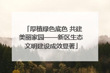 厚植绿色底色 共建美丽家园——新区生态文明建设成效显著