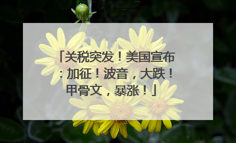 关税突发！美国宣布：加征！波音，大跌！甲骨文，暴涨！
