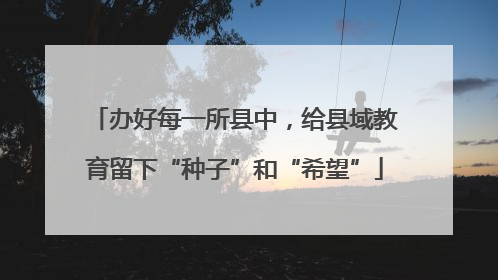 办好每一所县中，给县域教育留下“种子”和“希望”