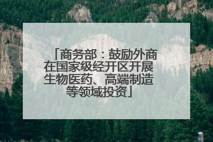 商务部：鼓励外商在国家级经开区开展生物医药、高端制造等领域投资