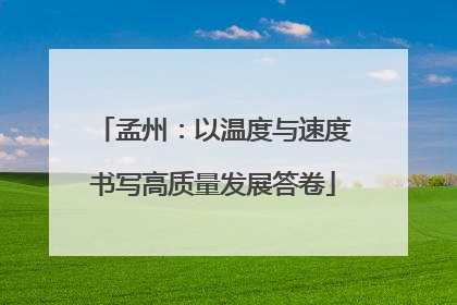 孟州：以温度与速度书写高质量发展答卷
