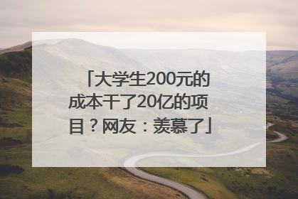 大学生200元的成本干了20亿的项目？网友：羡慕了
