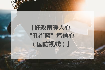 好政策暖人心 “孔雀蓝”增信心（国防视线）