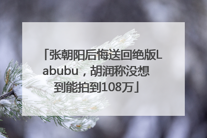 张朝阳后悔送回绝版Labubu，胡润称没想到能拍到108万