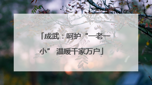 成武：呵护“一老一小” 温暖千家万户