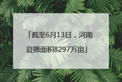 截至6月13日，河南夏播面积8297万亩