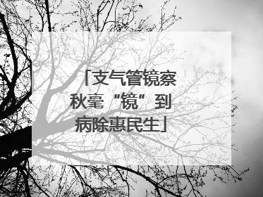 支气管镜察秋毫“镜”到病除惠民生