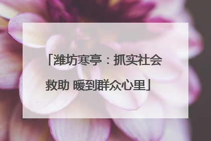 潍坊寒亭：抓实社会救助 暖到群众心里