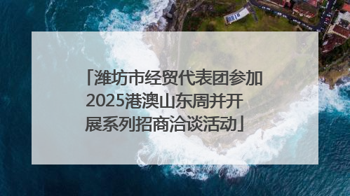 潍坊市经贸代表团参加2025港澳山东周并开展系列招商洽谈活动
