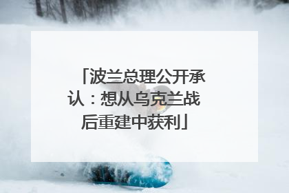 波兰总理公开承认：想从乌克兰战后重建中获利