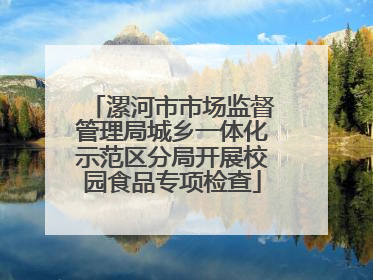 漯河市市场监督管理局城乡一体化示范区分局开展校园食品专项检查