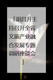 胡昌升主持召开全省文旅产业融合发展专题调研座谈会