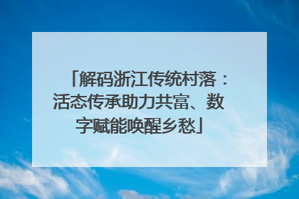 解码浙江传统村落：活态传承助力共富、数字赋能唤醒乡愁