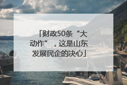 财政50条“大动作”，这是山东发展民企的决心