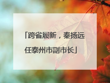 跨省履新，秦扬远任泰州市副市长