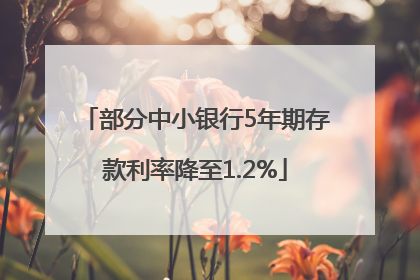 部分中小银行5年期存款利率降至1.2%