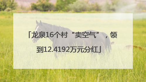 龙泉16个村“卖空气”，领到12.4192万元分红