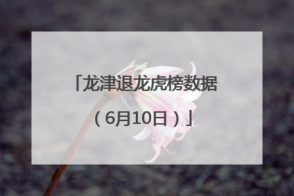 龙津退龙虎榜数据（6月10日）