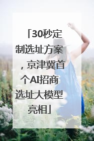 30秒定制选址方案，京津冀首个AI招商选址大模型亮相