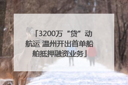3200万“贷”动航运 温州开出首单船舶抵押融资业务
