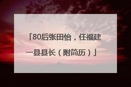 80后张田怡，任福建一县县长（附简历）